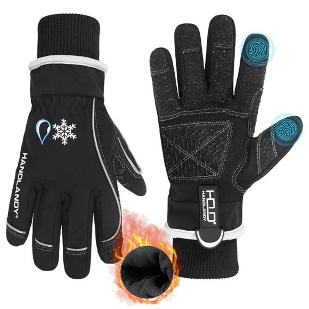 Waterproof Insulated Work Gloves,3M Thinsulate Thermal Winter Gloves Black,Large